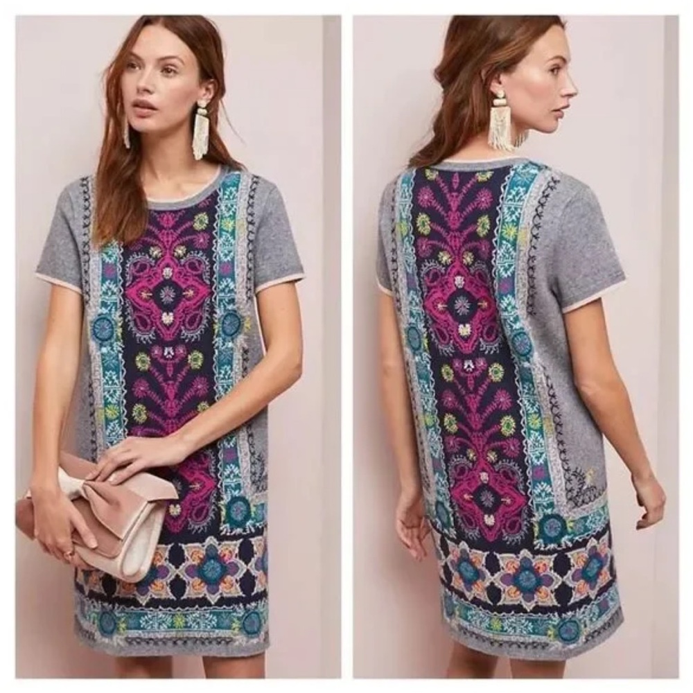 Anthro Akemi + Kin Kaleidoscope Multicolor Short Sleeve Sweater Dress, Size M